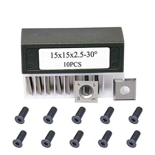 ICAMAS 10pcs 15X15X2.5mm-30° Square Tungs-Ten Carbide Inserts de Coupe de Rechange for tête de Rabot hélicoïdal en Spirale for Le Travail du Bois et Outils de Tournage de Tour (Color : Silver)