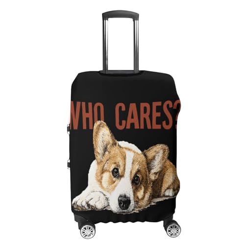 Corgi Dog Who Cares Luggage Covers Washable Travel Suitcase Cover Elastic Baggage Protector4