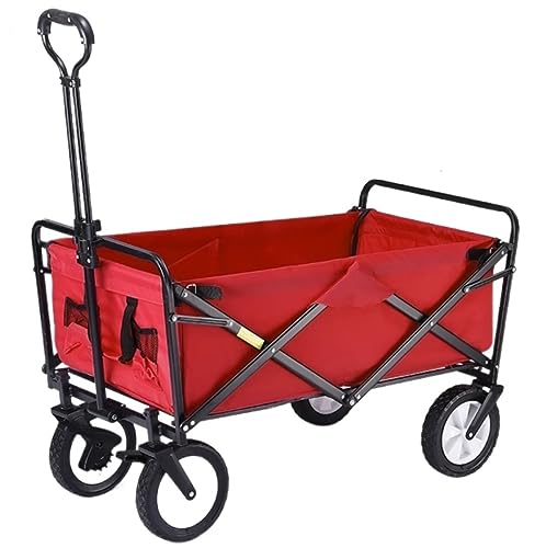 Carrello pieghevole portatile con freni in acciaio, carrello da giardino pieghevole con 4 ruote, per campeggio, attività all'aperto, trasporto a mano, carrello resistente