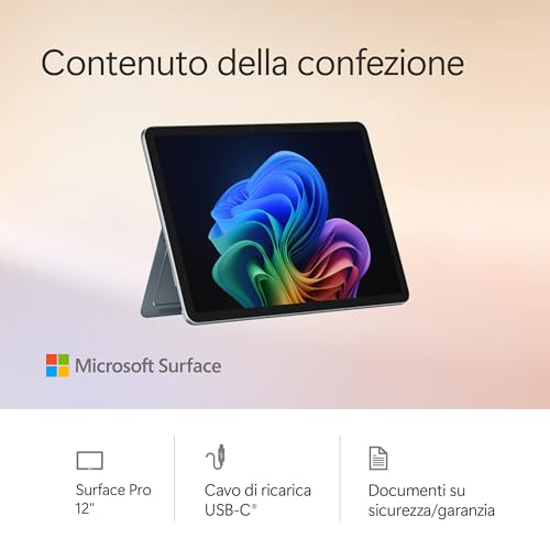 Microsoft Surface Pro | Copilot+ PC | LCD Touchscreen 12” | Snapdragon® X Plus | 16GB di RAM | 512GB di memoria | Ultimo modello | Oceano