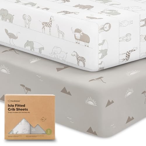 Image of KeaBabies 2-Pack Baby Crib Sheets for Boys, Girls, 52x28 Fitted (Savannah) | Viscose Derived from Bamboo, Toddler Bed Sheets Neutral, Fitted Crib Mattress Sheet for Standard Baby Bedding, Soft, Cozy