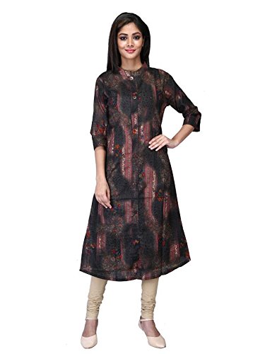 Urbantra Stylish Casual Daily wear/Office wear/College wear A-line Black  Printed Cotton Kurti for Women with wooden buttons : Amazon.in: Clothing u0026  Accessories
