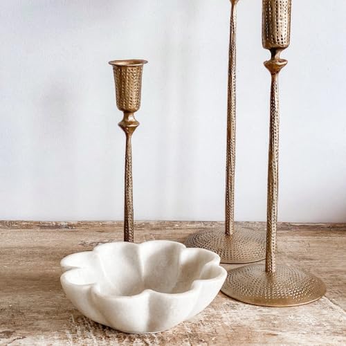 Image of Marble Urli Bowl for Decoration | Big Potpourri Decorative Bowls in Home decor | Large White Floating Flower Plates of Stone | Small Shape puja Item | (9 inch, Daisy Fruit Bowl)