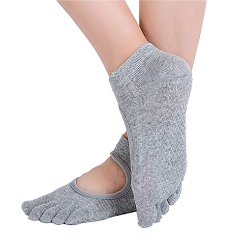 Non-Slip Socks Yoga Barre Pilates Hospital Maternity Sock w/Grips For Women Men,Light Grey