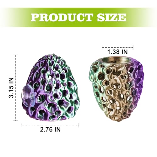 Image of Shrimp Dome Hide, Shrimp Hides for Aquarium, Betta Fish Hideout with Suction Cup, Betta Habitat Tank Ornament Accessories, Aquarium Decor for Small Fish Guppy Hiding Resting (Green Purple)