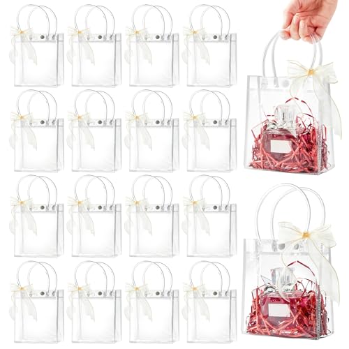 Ohuimrt Clear Plastic Gift Bags with Handles 50 PCS