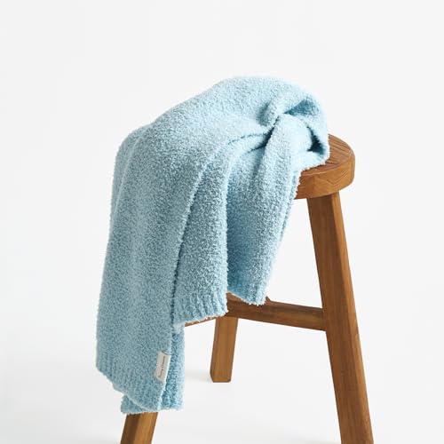 Image of EVERGRACE Soft Plush Baby Blanket for Boys Girls, Double-Sided Fleece Fuzzy Toddler Nursery Blanket Lightweight Warm Cozy Throw Blanket for Baby Crib, Couch, Bed, Pearl Blue, 50 inchx60 inch