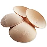 2 Pairs Women's Round Waterproof Removable Swimsuit Bra Pad Inserts, Bikini Top Bra Pads Insert B or C,D,DD,DDD/F Cup(Beige D Cup)