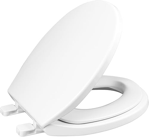 Miniatura 2 de Asiento de inodoro redondo con asiento de cierre lento, fácil de limpiar, plástico, blanco, inodoro redondo estándar adecuado