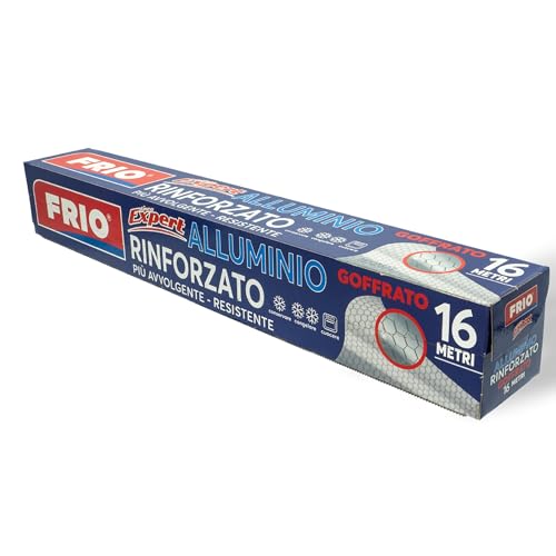 FRIO - Rollo de aluminio para alimentos, gofrado, reforzado a 16 metros, para cocinar, para cocina profesional, dúctil, va de la escarcha al frigorífico y al horno