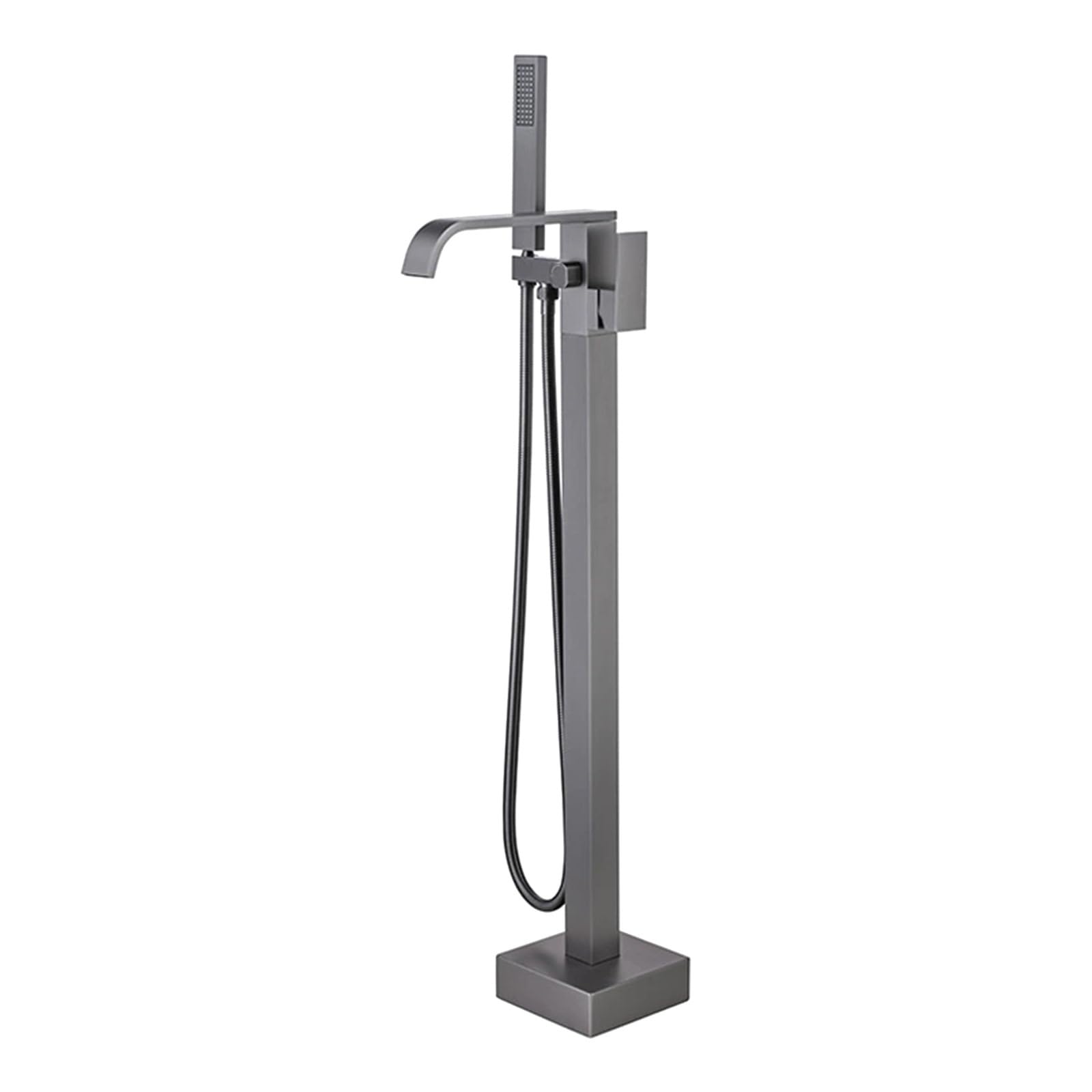 Rubinetto per Vasca da Bagno autoportante con doccetta a Mano e Controllo della Temperatura, Design a Pavimento per Bagno, Elegante Grigio, Moderno.