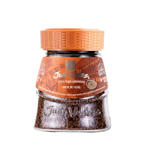 Juan Valdez Freeze Dried Instant Coffee Dulce de Leche (Caramel) Flavored, 95g Jar, 100% Colombian Coffee