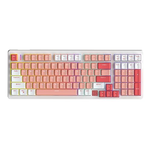 IROK FE98 Pro 90% Wireless Mechanical Keyboard, RGB Hot Swappable Customizable Backlit Gaming Keyboard, Bluetooth/2.4G/Wired for Windows PC Gamers- White/Red