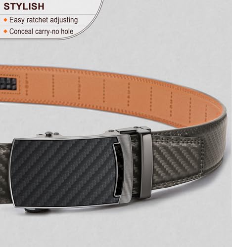 Image of KEMISANT Belt Men, Sliding Ratchet Belt Genuine Leather For Gift Mens Dress Pants Oxfords,Size Adjustable