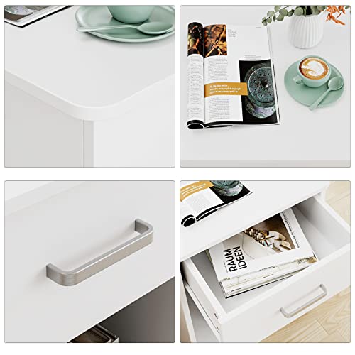 Fotosok Nightstand, 2-Tier Side Table With Drawer And Storage Shelf, Bedside Table End Table, Modern Night Stand For Bedroom, Living Room, Home Office, White #TOP5
