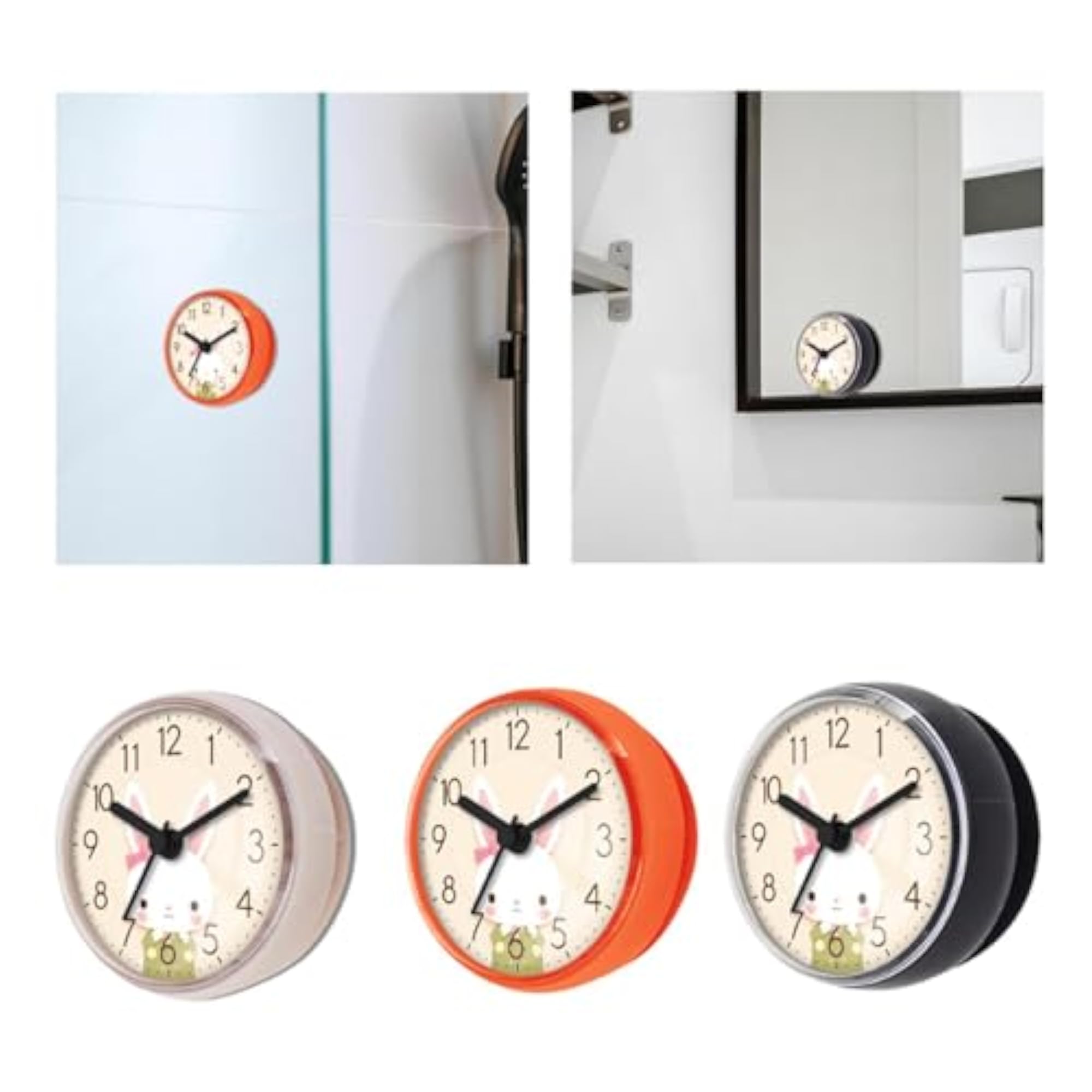 Shower Wall Clock Waterproof for Kitchen Mirror