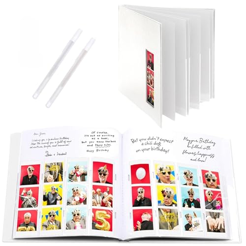 PBF (10 Pack) Photo Booth Album, Guest Book with 2x6 Clear Picture Inserts, White Cover with Plastic Sleeves & White Pages, Scrapbook Album for Photo Strips, Memory Book, Wedding, and Baby Showers