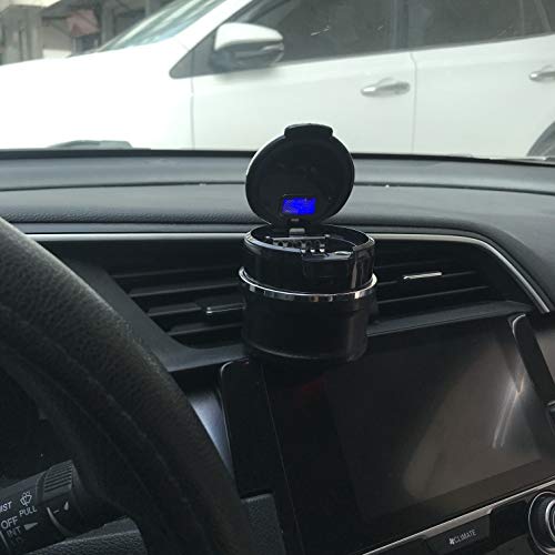Car Ashtray Portable-Automotive Smell Proof With Lid And Led Light Trash Can Detachable Cigarette Smokeless Windproof For Outdoor Travel Home Office Ceramic Flame Retardant Car Accessories Easy Clean #TOP7