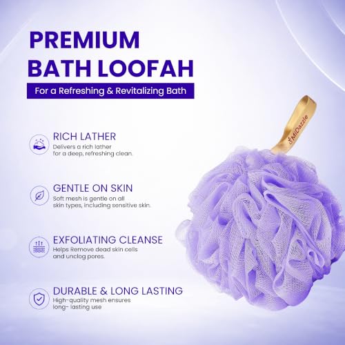 Image of Midazzle Luxury Loofah Bathing Sponge Exfoliator Scrubber for High Lather Cleansing (Pack of 2, Yellow & Green)