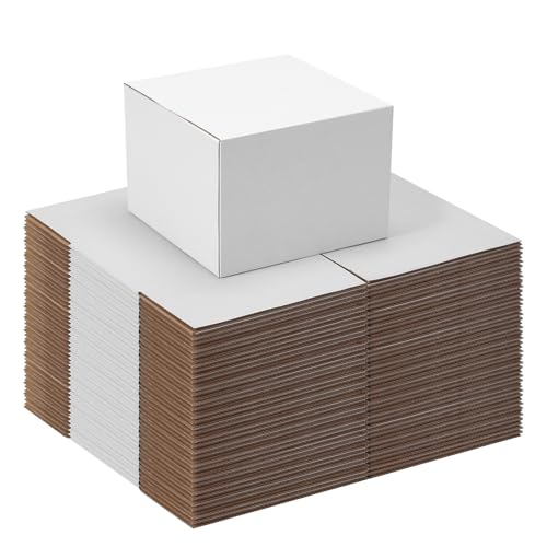 Image of 7x7x5 Shipping Boxes Set of 40, White Kraft Corrugated Cardboard Boxes Mailers for Packaging, Small Moving Box(17.8x17.8x12.7 cm)