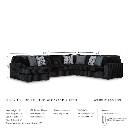 Image of Signature Design by Ashley Oversized 4-Piece Sectional with Chaise, Onyx