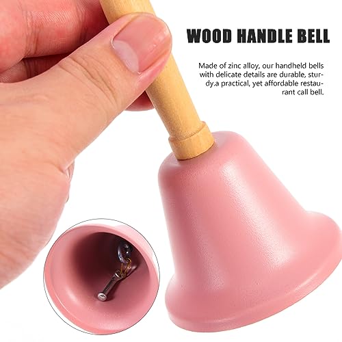 Metal Hand Bell Christmas Jingle Bell Hand Held Loud Call Service Dinner Desk with Wooden Handle for Christmas Wedding School Alarm Jingles - Image 3