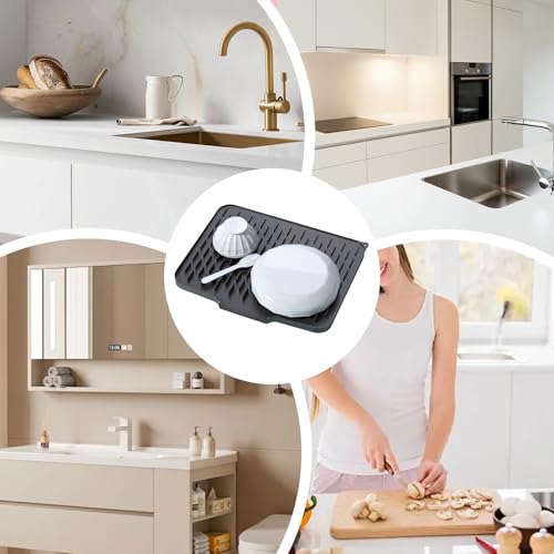 Escurridor de platos enrollable de silicona suave con canales de drenaje 6