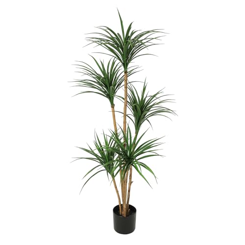 5 Ft Artificial Dracaena Tree, Realistic Fake Dracaena Plant, Tall Dracaena Houseplant for Indoor Décor, Adjustable Lifelike Faux Tree, Ideal for Photo Backdrops, Nursery, Living Room, Office