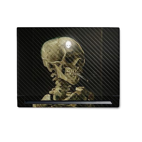 Image of MightySkins Carbon Fiber Skin Compatible with Alienware M18 R1 (2023) Full Wrap Kit - Skull with Cigarette | Protective Durable Textured Carbon Fiber Finish | Easy to Apply | Made in The USA