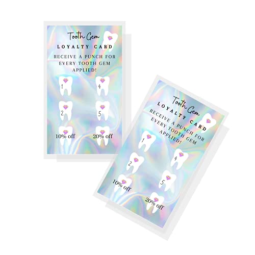Cartes de fidélité Tooth Gem x50 au design holographique mat pour salons