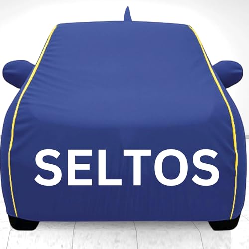 Image of Car Cover for Kia Seltos All Model & Years (2019-2024) 100% Waterproof with Mirror Pockets, Triple Stitched Bottom Elastic Dustproof Full Body Protection Heat & UV Resistant Blue