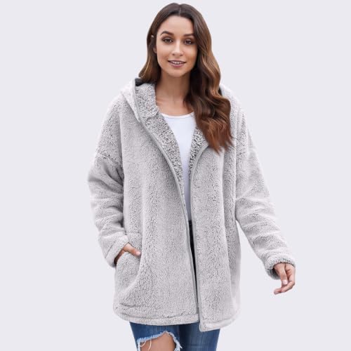 Sherpa Jacket Women Shearling Blanket Blanket Hoodie Full Zip Jacket Coat - image 4