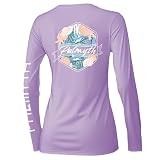 Palmyth Fishing Shirts for Women UPF 50+ Sun Protection Long Sleeve T-Shirt (Lilac-Tropical, XL