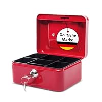 MAUL Geldkassette aus Stahl 15,2x11,5x8 cm | Geldkassette abschließbar | Geldkassette klein mit Münzgeld-Einsatz | Kasse mit 2 Schlüsseln | Ideal als Spardose, Sparbox, Trinkgeldkasse | Rot