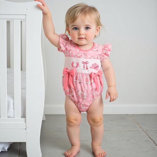 Baby Girls Casual Romper Western Print Embroidery Cute Bow Long Sleeve Jumpsuits for Newborn Fashion Clothes2