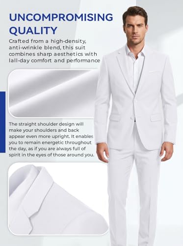 Image of Mens 2 Piece Suit Slim 2 Button Prom Suit Jacket Pants Tuxedo Set