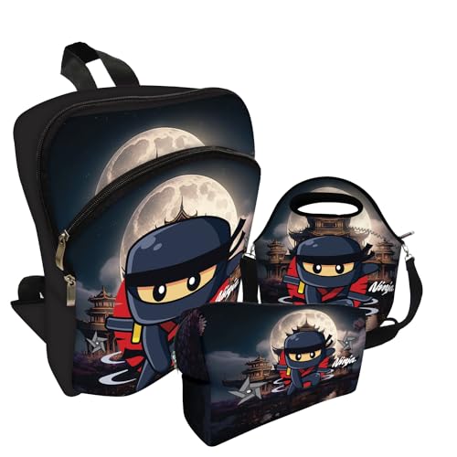 Kit Escolar Mochila+Lancheira+Estojo Ninja