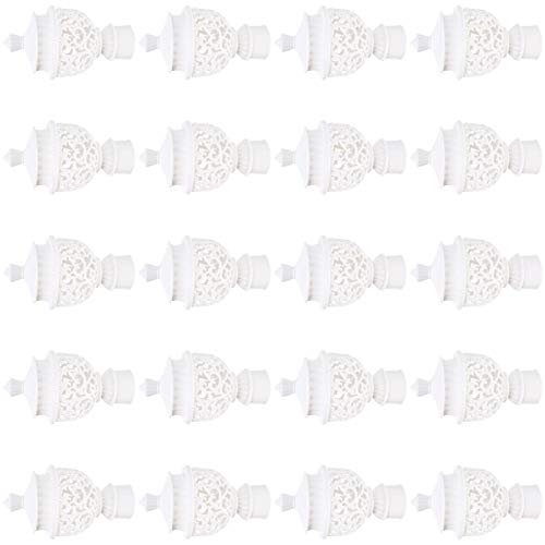 DOITOOL 20pcs White Curtain Rod Ends Curtain Rod Ball Hooks for Home Decor Easy Install