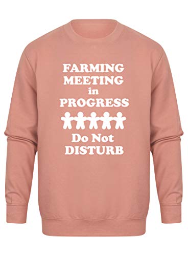 Unisex Slogan Sweater Jumper Farming Meeting In Progress Dusty Pink X Large with White