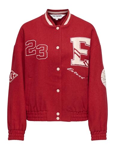 ONLY Jacket Onlchara Veste de Baseball L/S XT PNT, Rouge High Risk, L Femmes