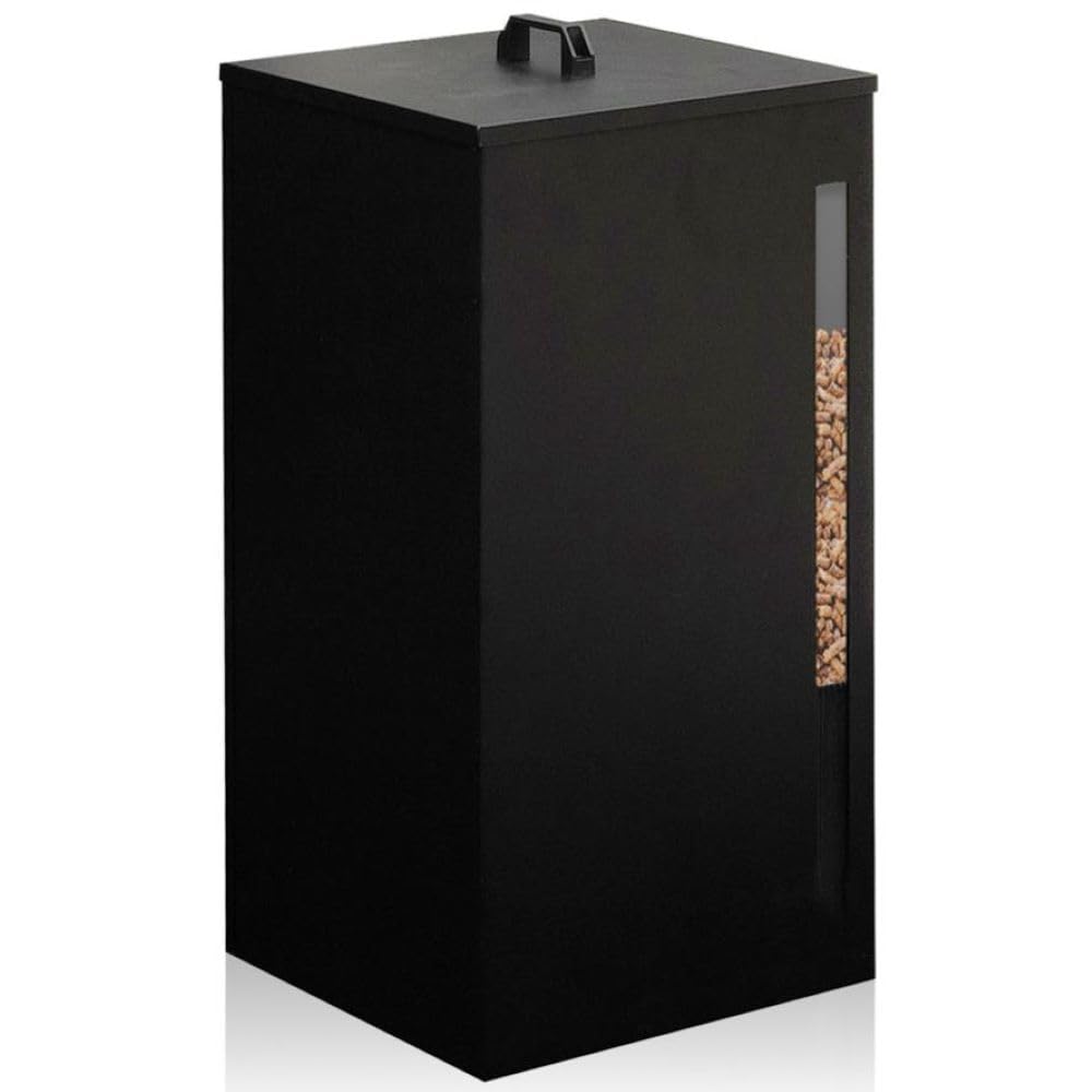 FACILITYS - Depósito de Pellets Granulados Leña con Ruedas 36 x 36 x 76 cm - Volumen 70 L, 45 kg - Caja Almacenamiento Pellets de Madera Granulados Diseño - Transporte Fácil