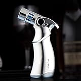 Jobon Quad Jet Straight Flame Butane Spray Torch Cigar Lighter ZB-659 one second to cool itself down (Siliver)
