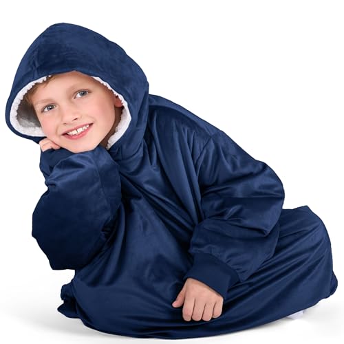 Image of Bare Home Wearable Blanket Hoodie - Soft Plush Sherpa - Warm and Cozy - Oversized Wearable Blanket