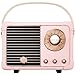 SpringFlora Retro Bluetooth Speaker, Wireless Vintage Small Speaker with Stereo Sound,Hands-free Call,400mA Battery,TF Card,Aux Line, Water-Proof For iOS Android Smartphone Home Office Gift Ideas Pink