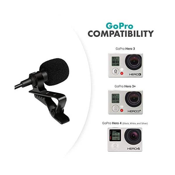 Movo GM100 Lavalier-Revers-Clip-on, omnidirektionales Kondensator-Mikrofon für GoPro HERO3, HERO3+ und HERO4 Black… – Bild 4