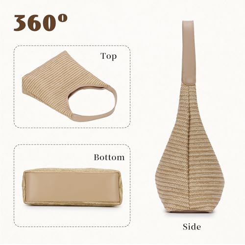 Bolso Tote tejido de paja para mujer miniatura 4