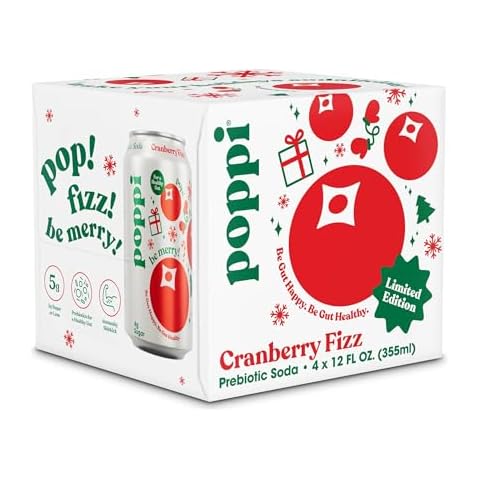 Poppi Cranberry Fizz Prebiotic Soda 4pk Cans, 12 FZ Cover