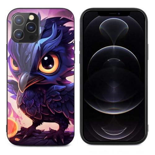 CRIVOTA for iPhone 12Pro Max Case - All-New Colourful Crows Design, Glass Back + TPU Inner Shell, Extreme Slimness, Precise Cutouts, Military-Grade Protection, Cell Phone Cases for Boys Girls