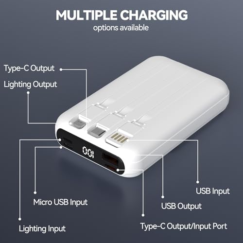 Image of GOOJODOQ Magsafe Power Bank Wireless Powerbank 10000mAh with 20W Magnetic Wireless Fast Charging, 22.5 Wired Output Compatible with iPhone 12 & Above,Type C Smartphones,Tablets(White)