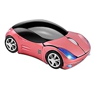 Usbkingdom Wireless Mouse, 2.4GHz Car Shaped Wireless Pink Mouse Cool 3D Ergonomic Optical Gaming Mice with USB Receiver for PC Laptop Computer Kids Girls Small Hands